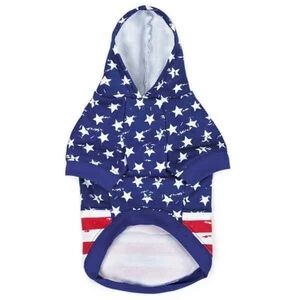 Zack and Zoey Distressed-Look American Flag Dog Hoodie S/M